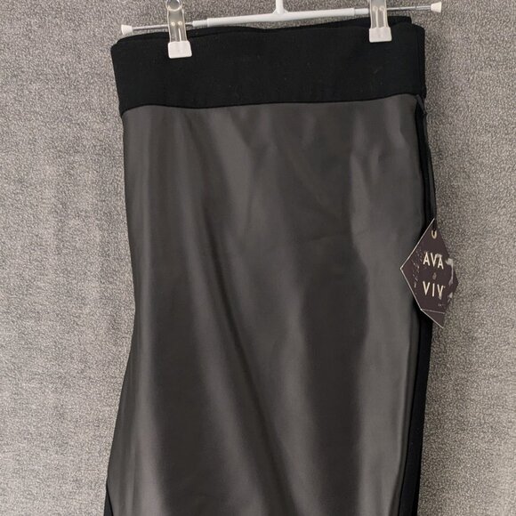 New! Plus Size 3x Pleather Front Black Pants - Picture 1 of 7